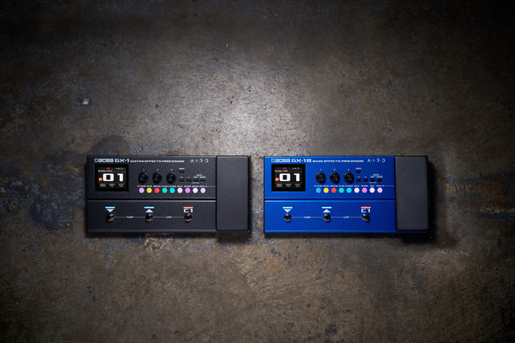 BOSS GX-1 and GX-1B guitar and bass multi effects processors side by side comparison