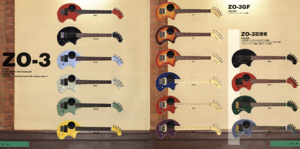 Fernandes ZO-3 elephant-shaped mini guitar with built-in amp