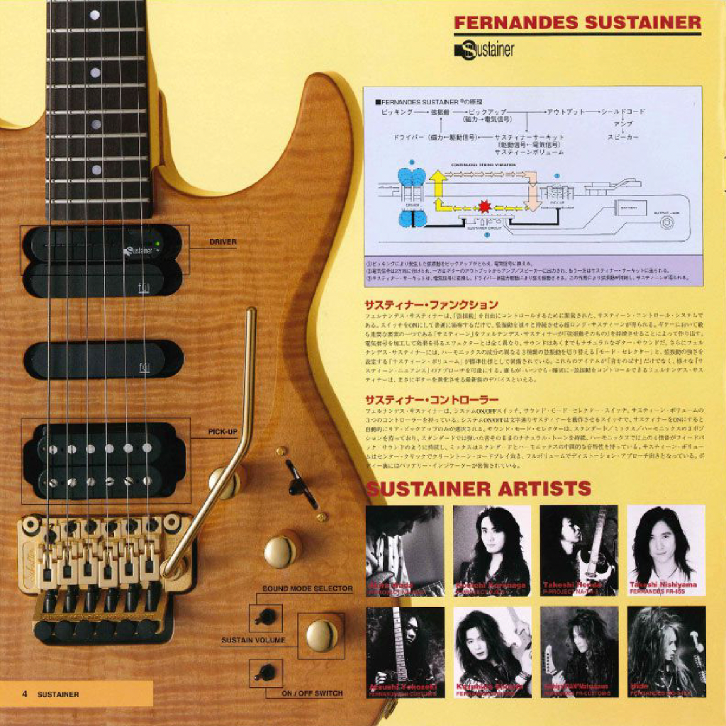 Fernandes Sustainer pickup system close-up