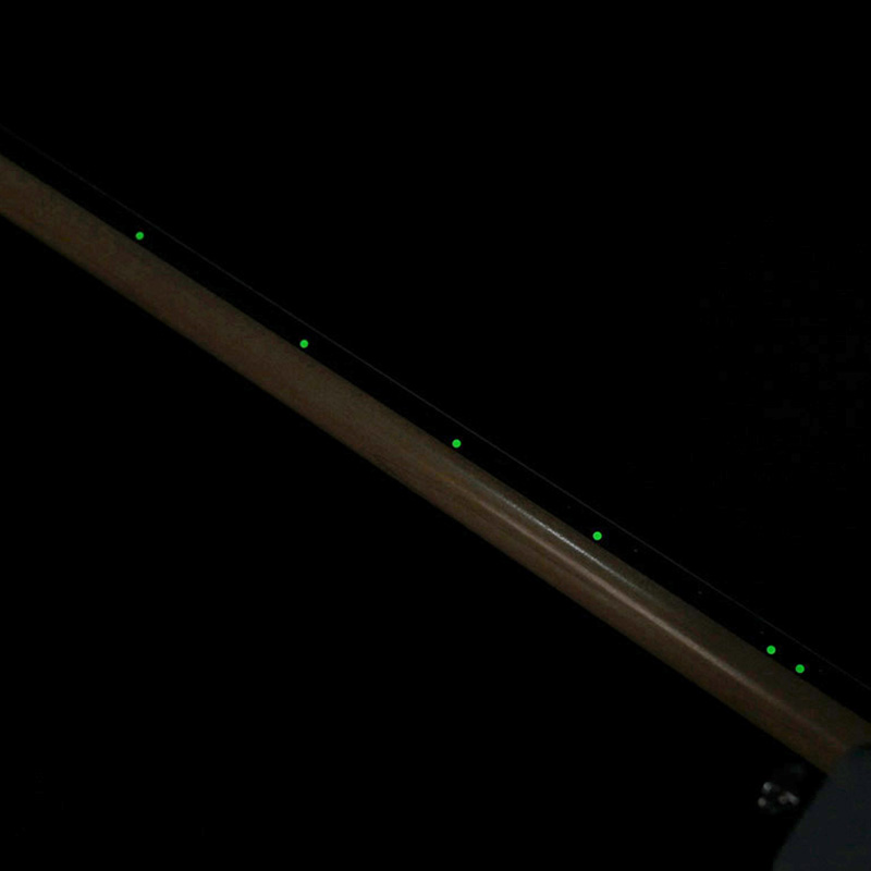 Momose's luminescent side dots glowing green along the neck edge in the dark