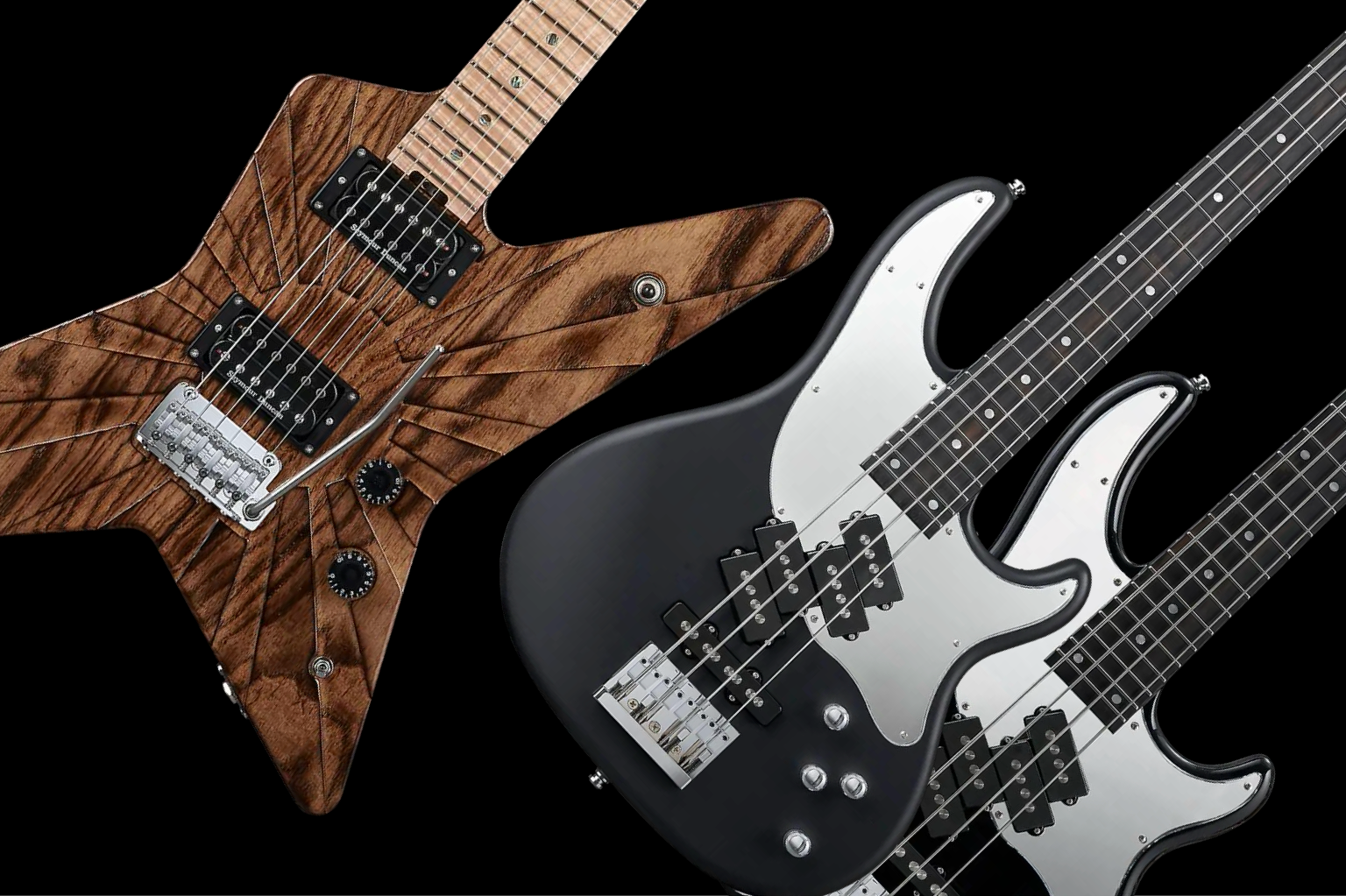 ESP Random Star THE RISING SUN and Edwards Mark-IV bass models for LOUDNESS 45th Anniversary