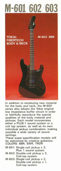 Tokai MAT catalogue page showing M-601, M-602, and M-603 models with original buffer circuit