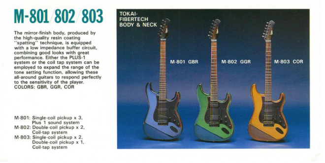 Tokai MAT catalogue page showing M-801, M-802, and M-803 mirror-finish models with buffer electronics