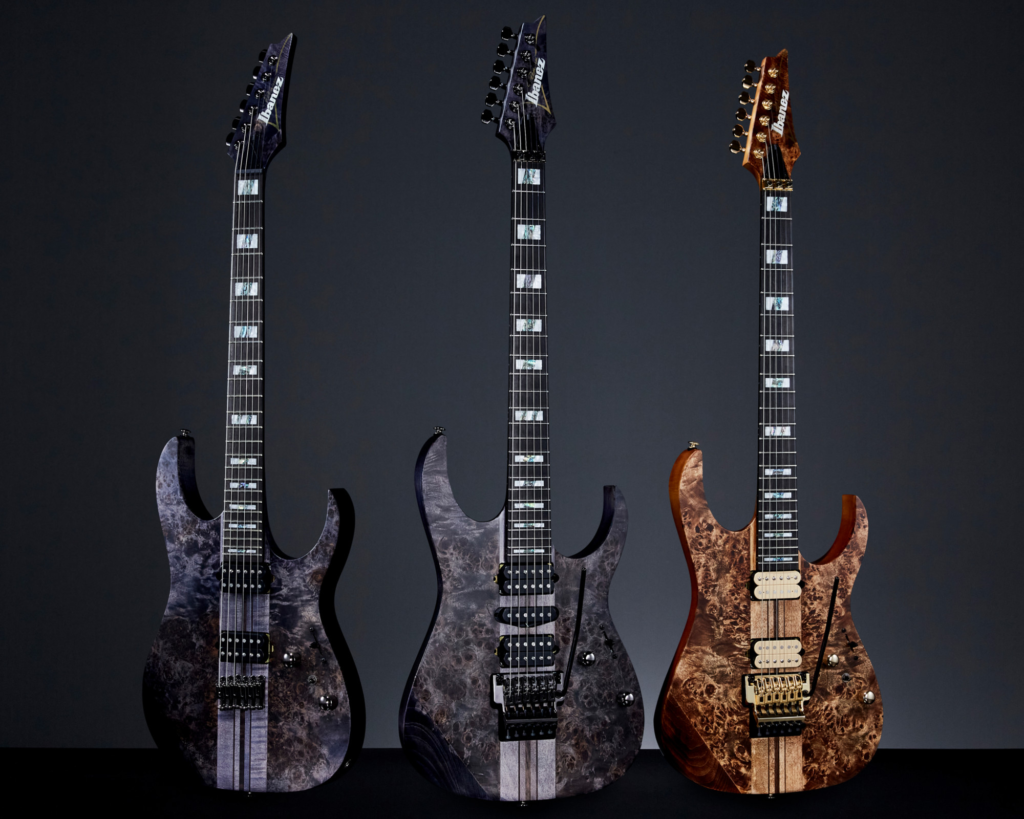 Ibanez RG Premium series electric guitars with figured tops