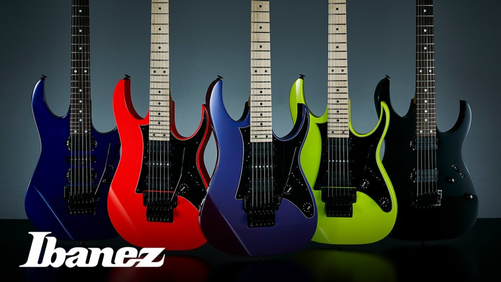 Ibanez RG series electric guitars lineup showing multiple RG models in different colors