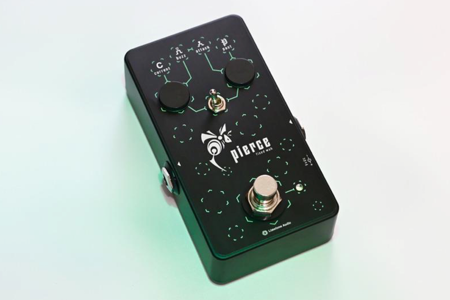 Limetone Audio pierce fixed wah pedal front view on light background