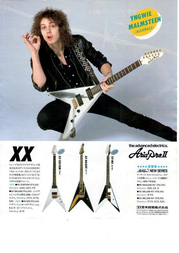 Aria Pro II XX series with single-coil pickups from the Alcatrazz era