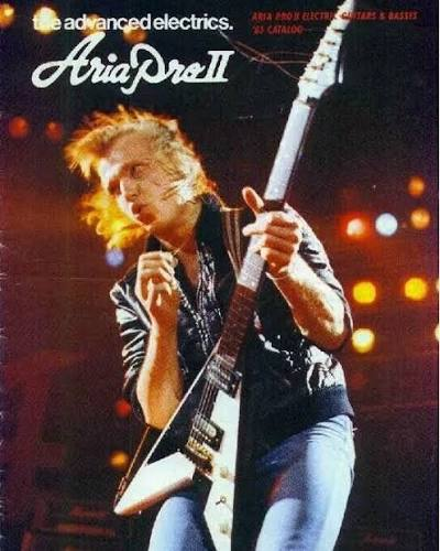 Aria Pro II XX in black-and-white finish linked to Michael Schenker