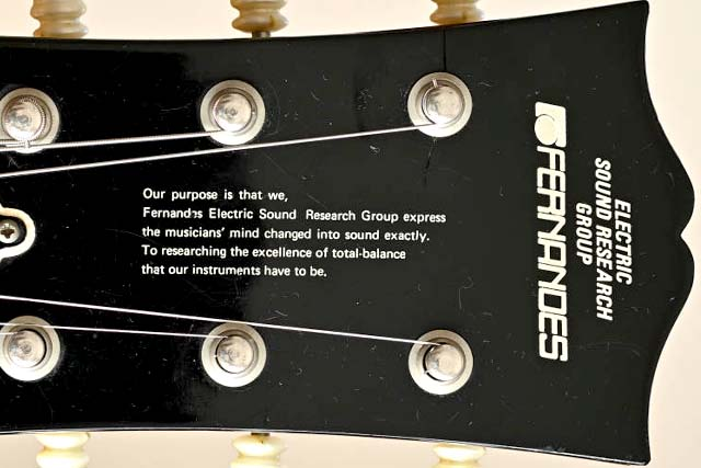 1978 Fernandes stone logo headstock with dense English text