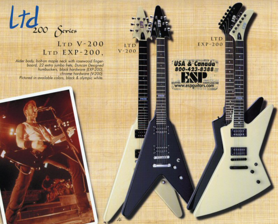 ESP EXP Explorer-style guitar shown in the 2000 ESP catalog
