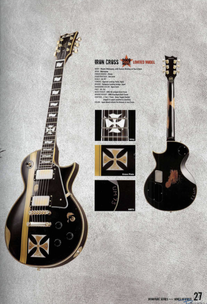ESP James Hetfield Iron Cross signature guitar shown in the 2009 ESP catalog