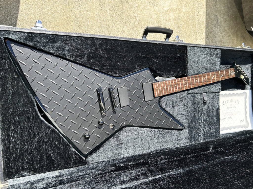 ESP JH-2 James Hetfield signature guitar with black metallic diamond plate finish