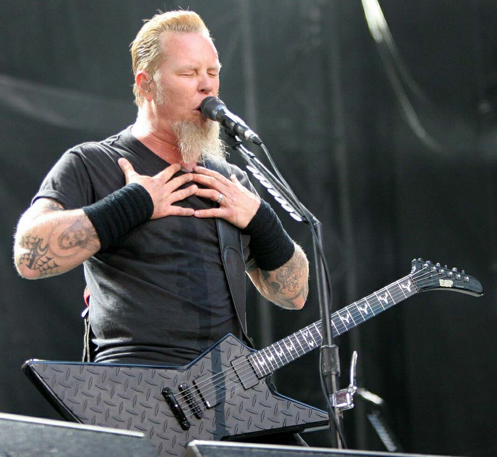 James Hetfield's 1996 ESP MX-250 Black Diamond Plate Deer Skull guitar