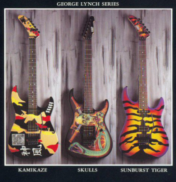 George Lynch ESP Kamikaze signature guitar in a vintage ESP catalog
