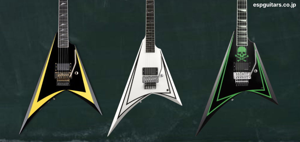 ESP Alexi Laiho signature V-shaped guitars: ALEXI ARROWHEAD, ALEXI SCYTHE and ALEXI SAWTOOTH