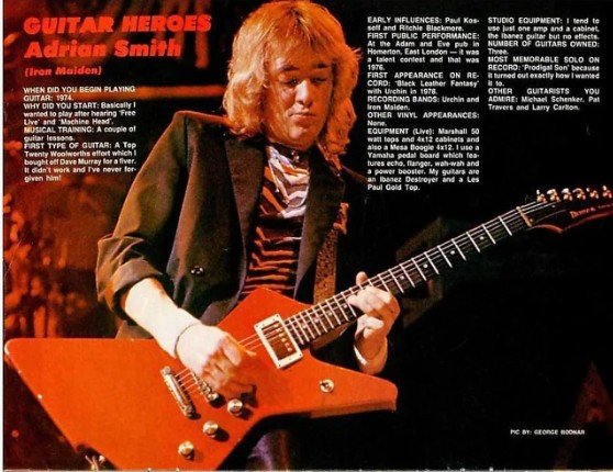 Adrian Smith of Iron Maiden playing an Ibanez Destroyer