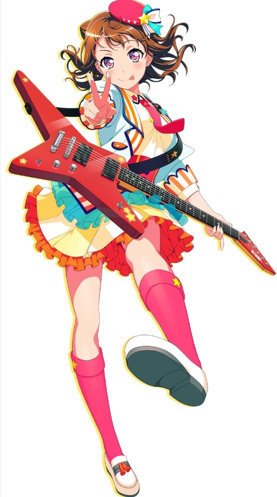 Kasumi Toyama of BanG Dream with a red Random Star style guitar
