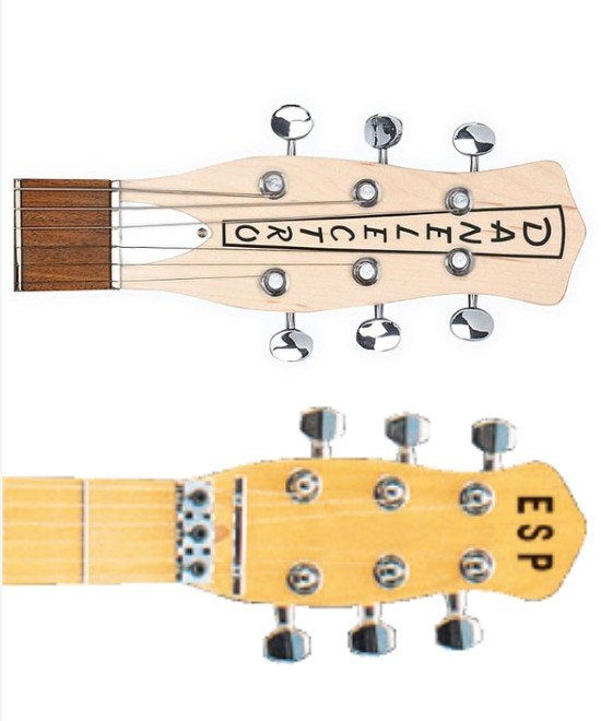 ESP Random Star headstock compared with a Danelectro headstock