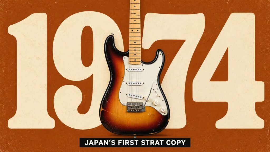 1974: Japan's first Strat copy, a sunburst Strat-style guitar