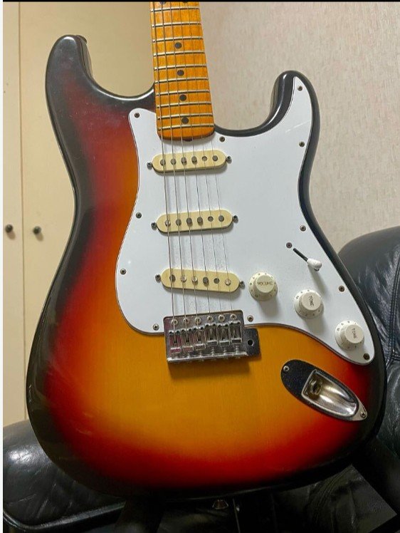 Early Fernandes FST-80 Strat-style guitar in sunburst with maple neck