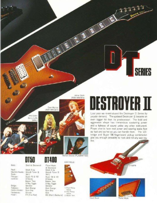 Ibanez Destroyer II DT series catalog with DT50 and DT400