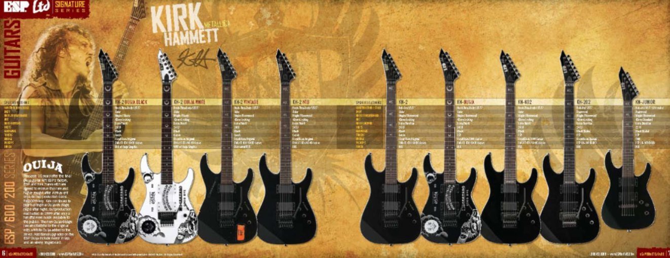 Kirk Hammett ESP and LTD signature models catalog