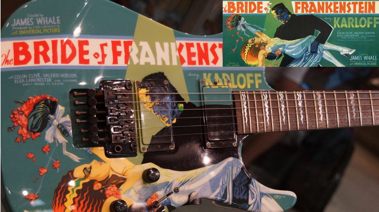 ESP Bride of Frankenstein guitar and 1935 poster