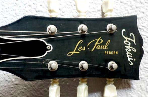 Tokai Les Paul Reborn headstock logo, a Japanese Les Paul copy