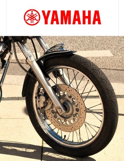 Yamaha Motor logo and motorcycle wheel